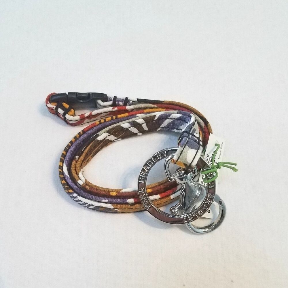 Vera Bradley Key Id Breakaway Lanyard Painted Feathers NWT